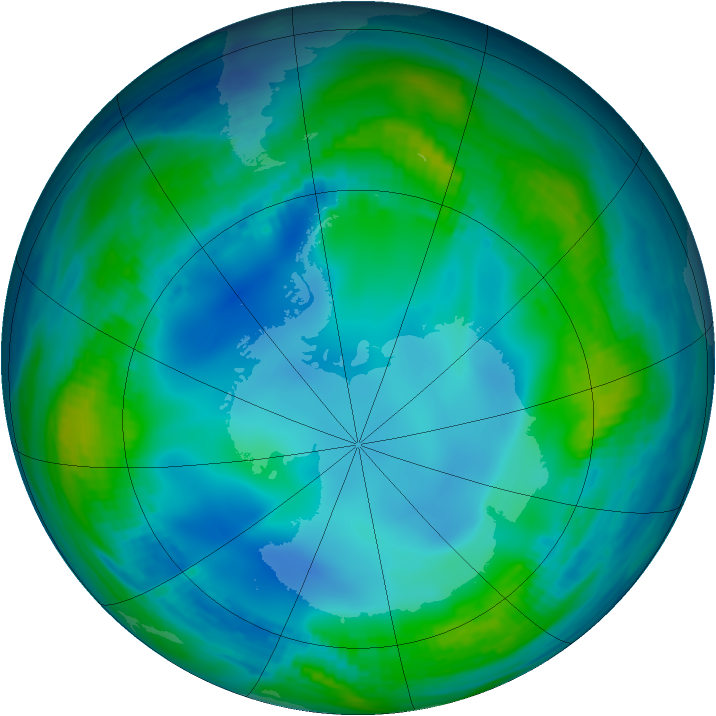 Antarctic ozone map for 29 May 1985